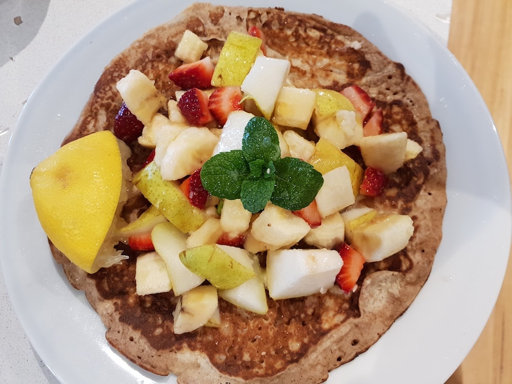 Buckwheat Pancakes with Fruit Salad